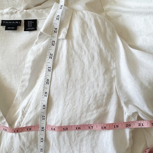 Tahari Women’s Linen Collared Shirt Size Medium GUC - Picture 8 of 8